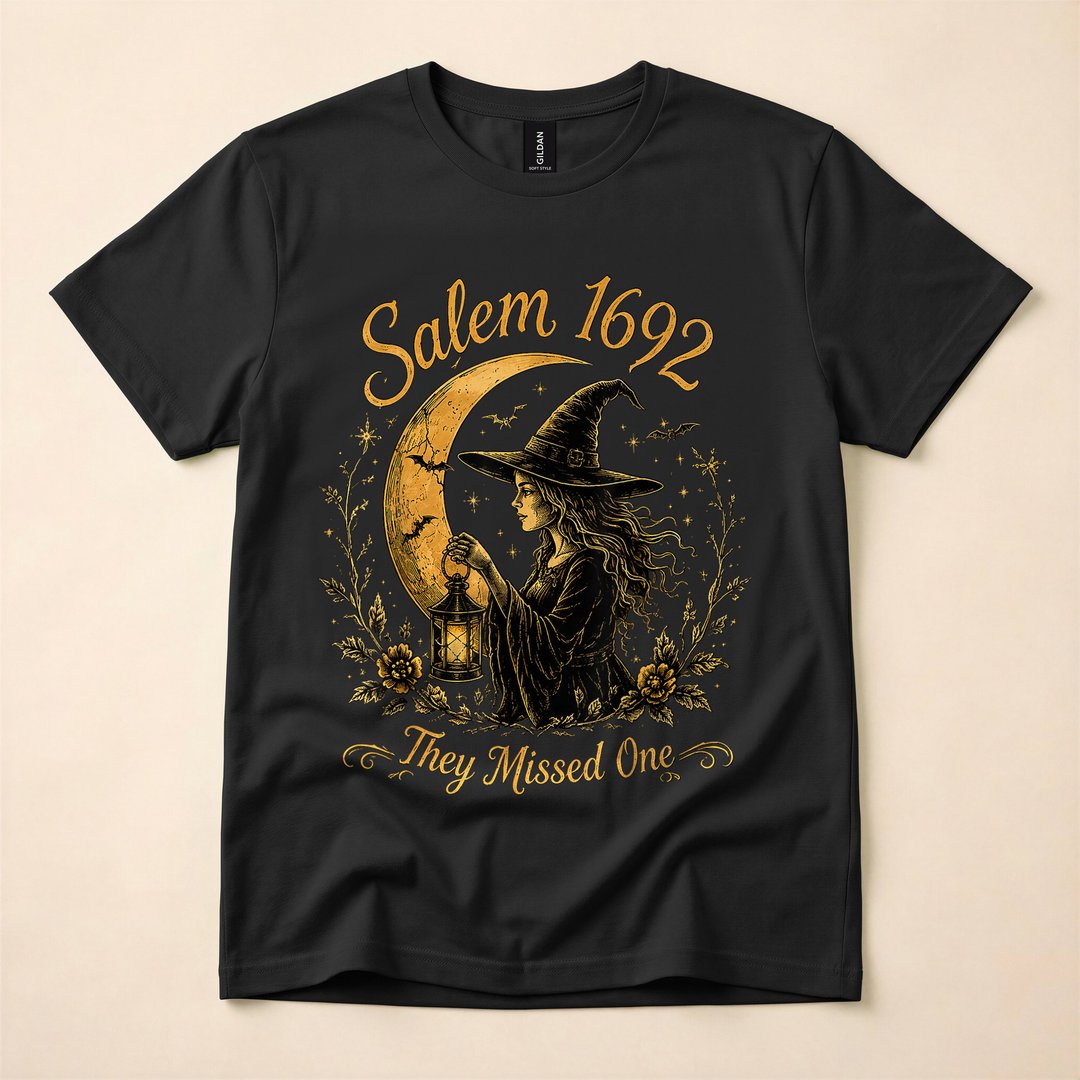 Salem 1692 They Missed One Vintage Witch Moon T-Shirt