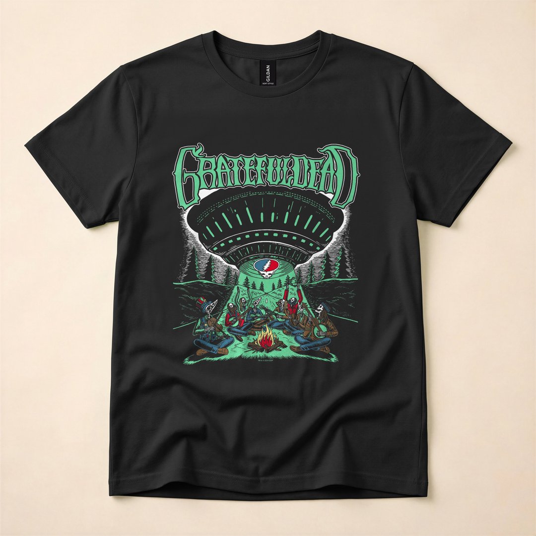 Grateful Dead Skeletons and Aliens Camping T-Shirt