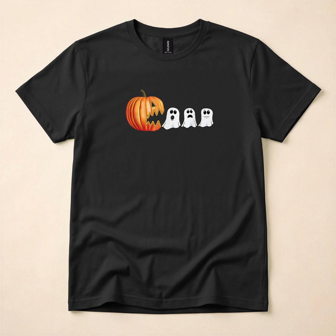 Grinning Jack-o-Lantern and Pumpkin Ghosts Halloween T-Shirt