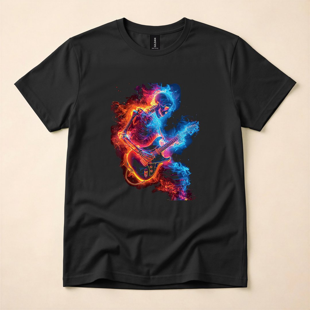 Skeleton Playing Guitar Rock Star Shredder T-Shirt