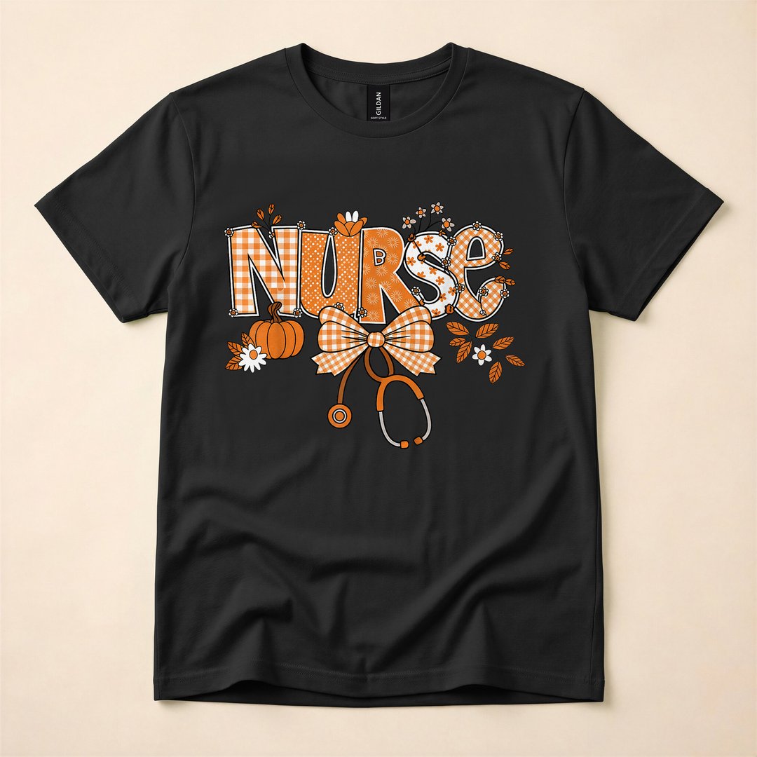 Retro Pumpkin Nurse Life Stethoscope Fall T-Shirt