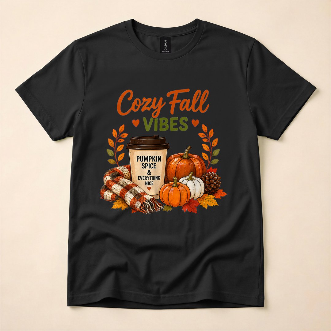 Cozy Fall Vibes Pumpkin Spice Autumn Coffee T-Shirt - photo 1