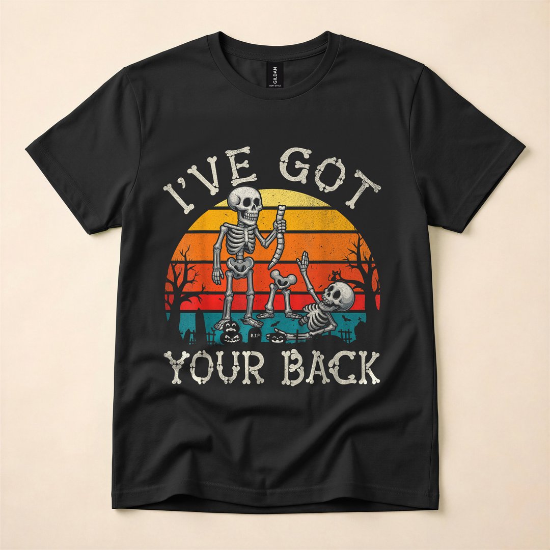 I've Got Your Back Retro Funny Skeleton Costume T-Shirt - photo 3