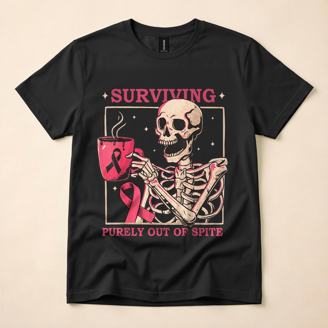Surviving Purely Out of Spite Funny Skeleton T-Shirt