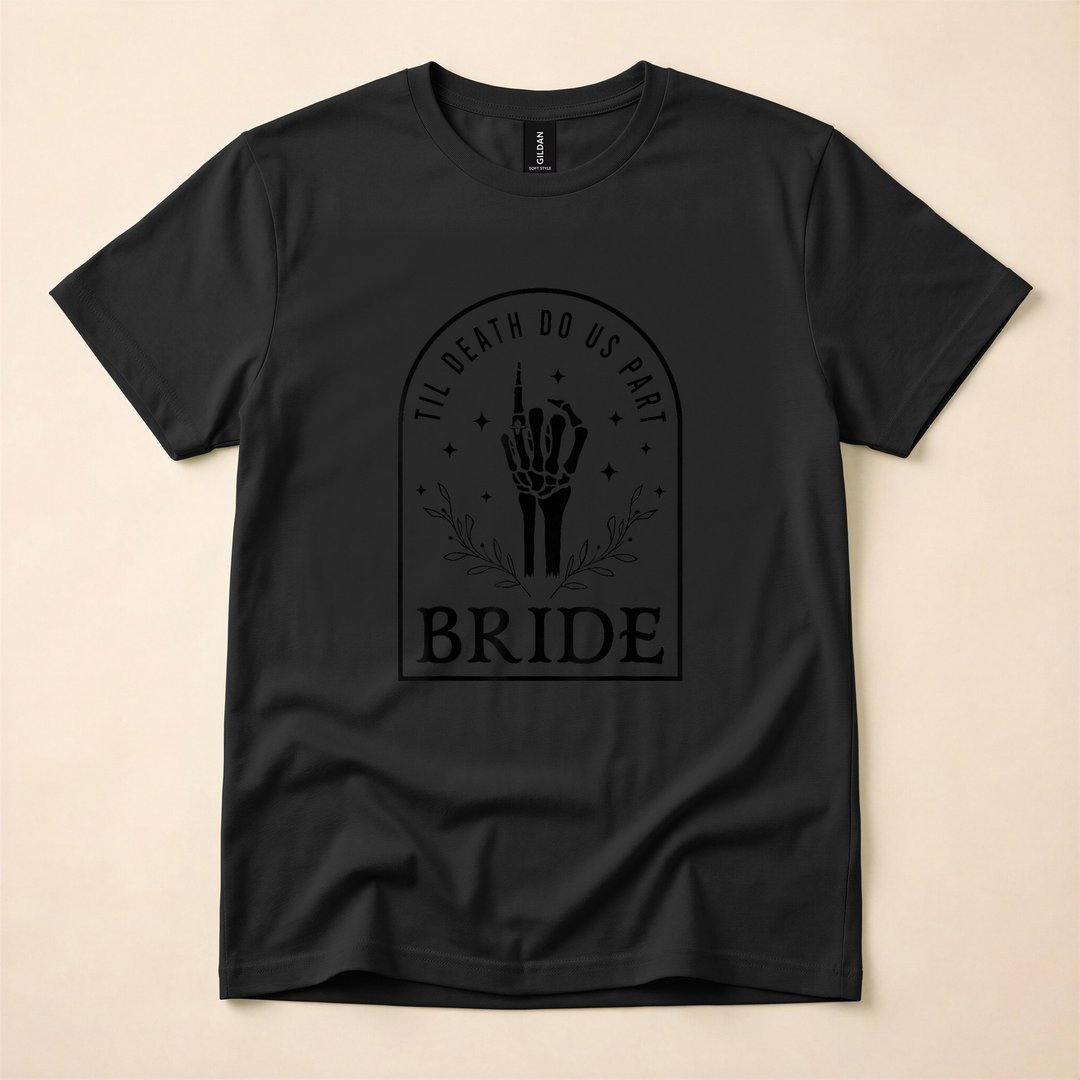 Skeleton Bride and Groom Gothic Halloween Wedding T-Shirt - photo 3