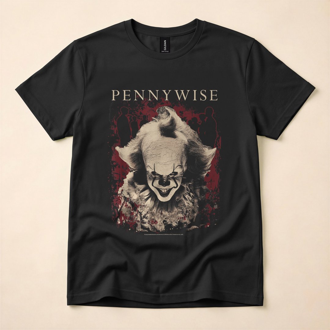 IT Pennywise Creepy Clown Portrait Horror Movie T-Shirt