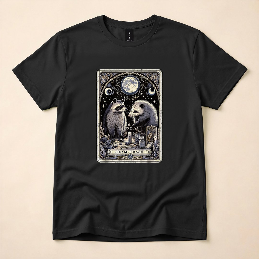Team Trash Opossum Tarot Card Witchy Halloween T-Shirt