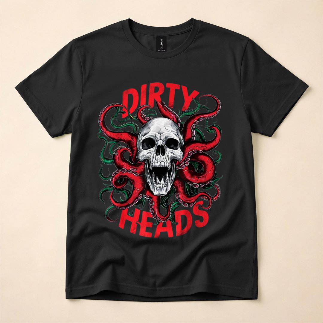 Vintage Skull Octopus Head Halloween Goth Grunge T-Shirt
