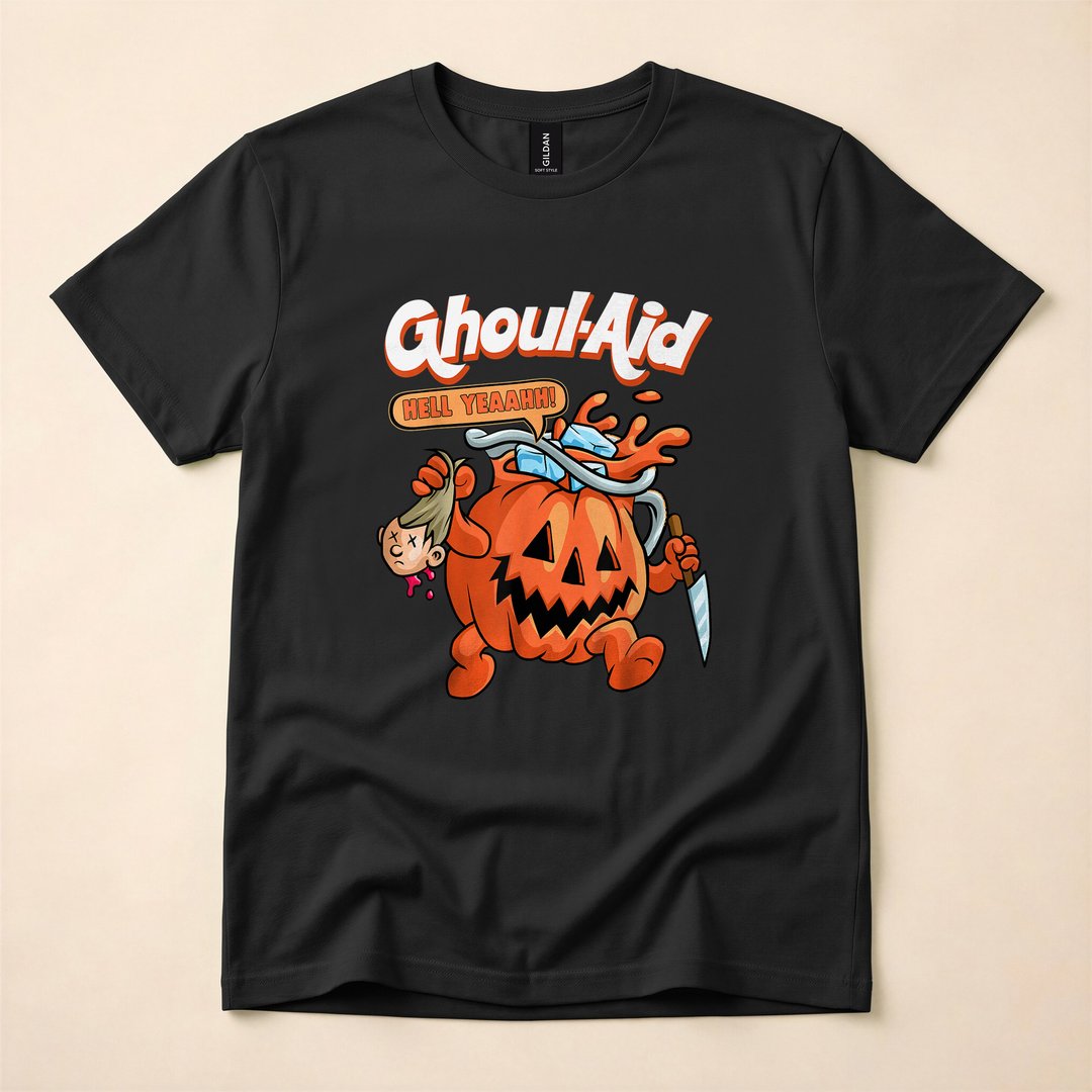 Cool Ghoul Aid Pumpkin Halloween Meme T-Shirt, Funny Spooky Season Graphic Tee