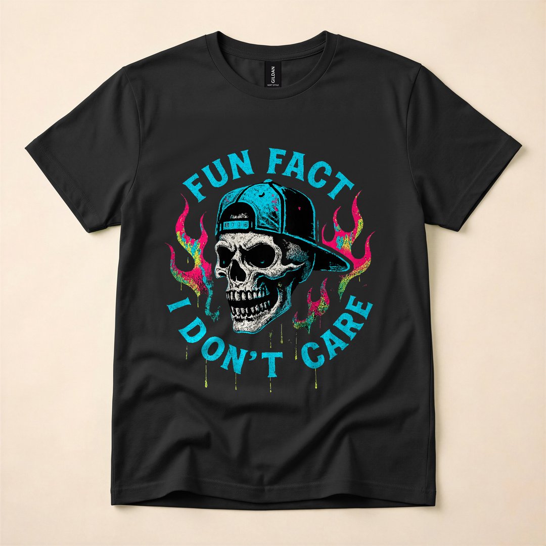 Fun Fact I Don't Care Funny Skeleton Quote T-Shirt