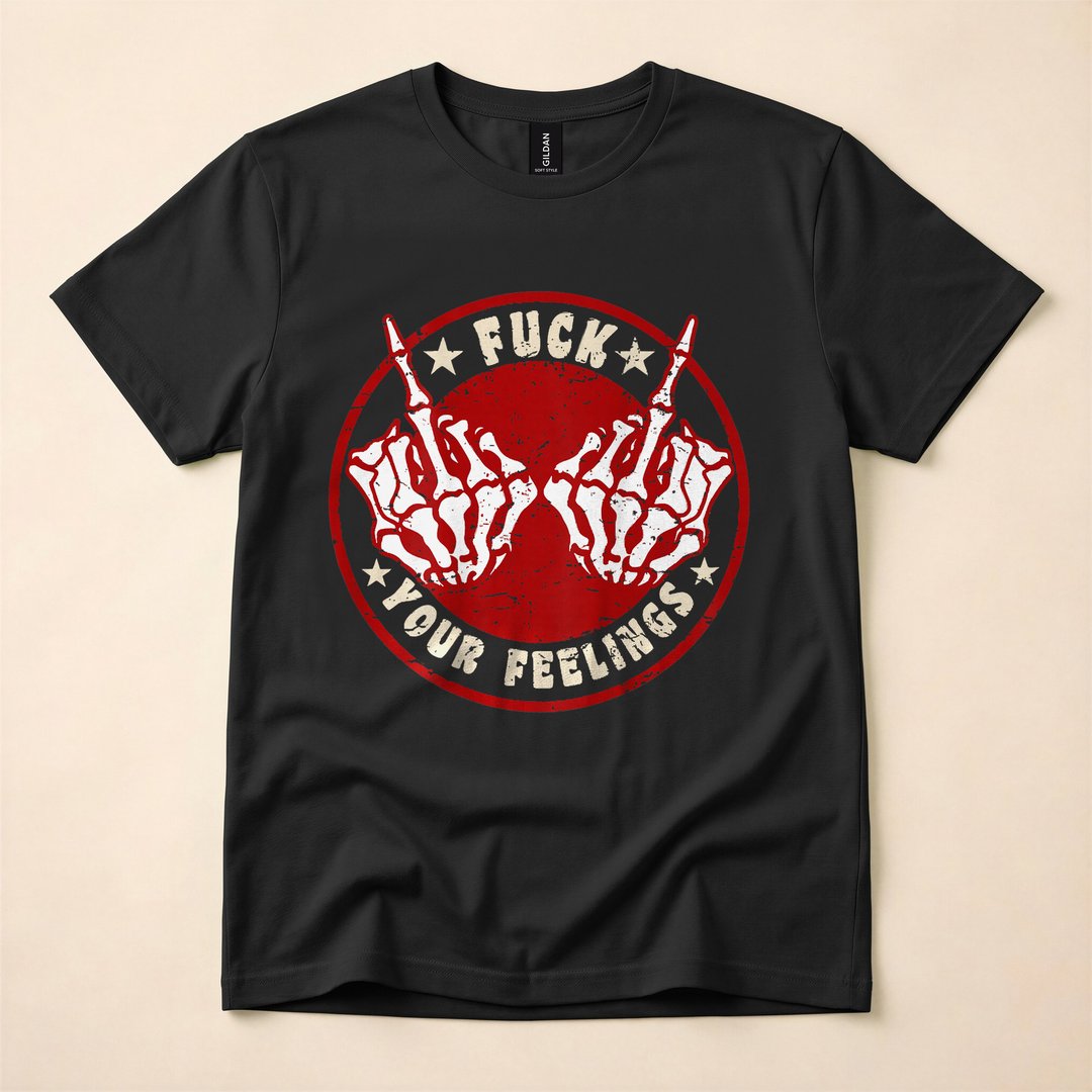 Skeleton Hand Funny Bold Statement Back Print T-Shirt