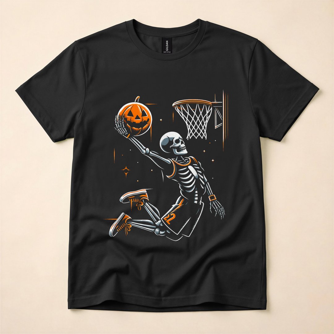 Skeleton Basketball Player Scary Halloween T-Shirt