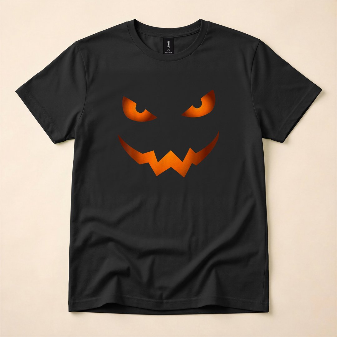 Scary Jack-O-Lantern Pumpkin Face Halloween T-Shirt - photo 1