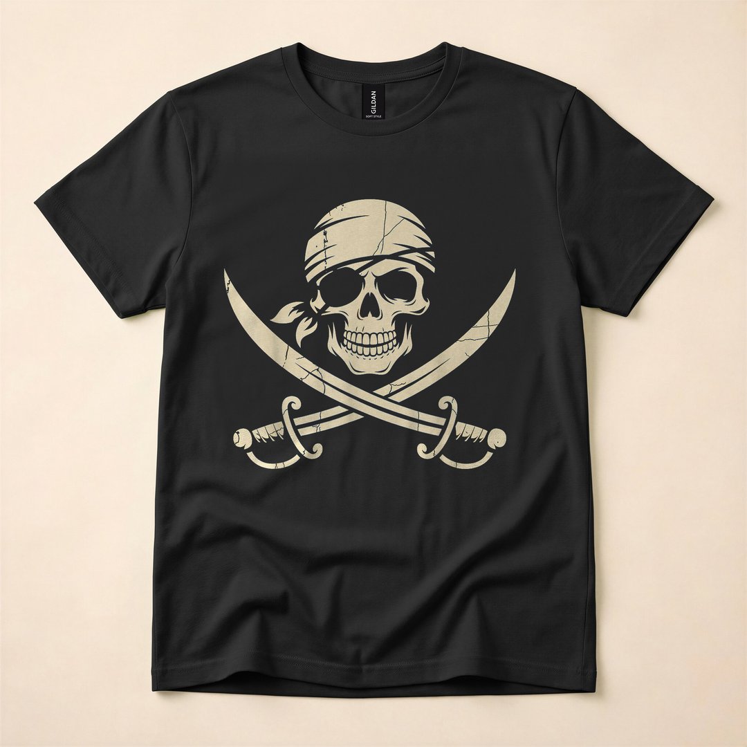 Pirate Skull and Crossbones Skeleton Halloween T-Shirt