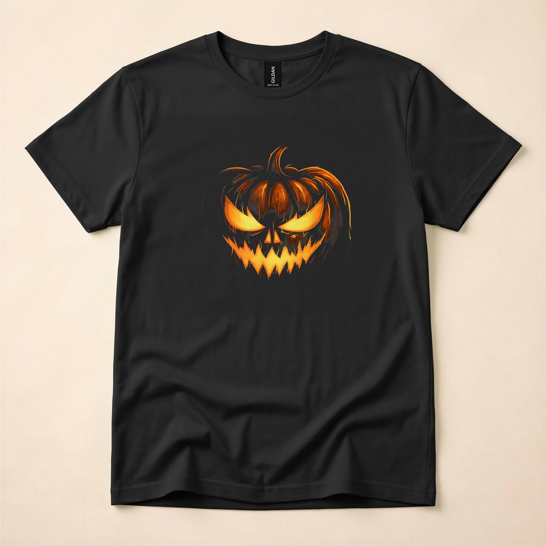 Scary Carved Jack-o'-Lantern Pumpkin Face Halloween T-Shirt