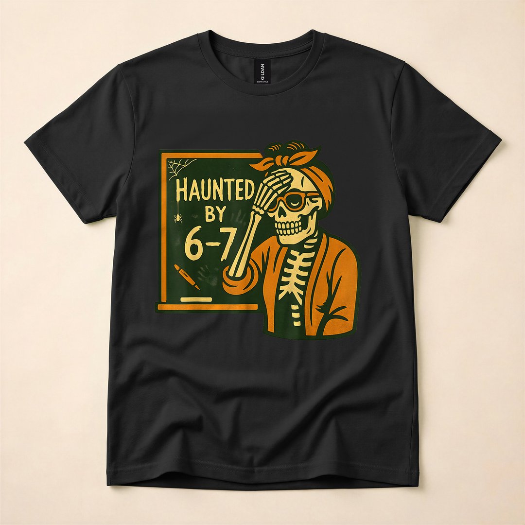 Haunted by 6-7 Funny Teacher Halloween Skeleton T-Shirt