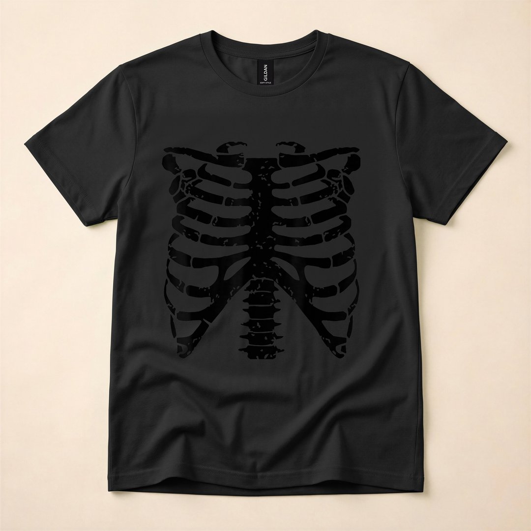 Skeleton Rib Cage Funny Halloween Costume T-Shirt - photo 3