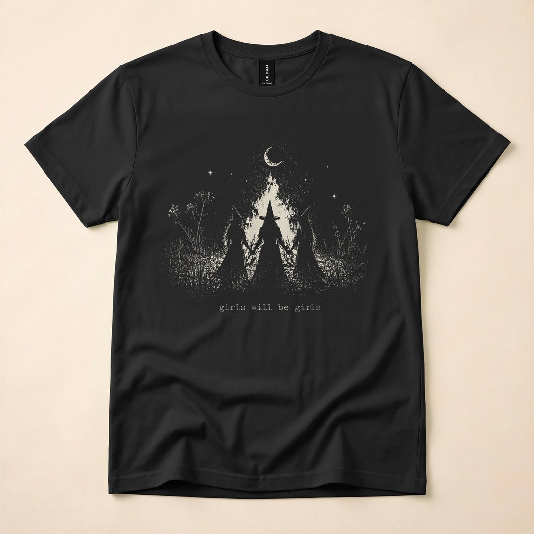 Girls Will Be Girls Witchy Halloween T-Shirt, Funny Witch Spooky Season Graphic Tee