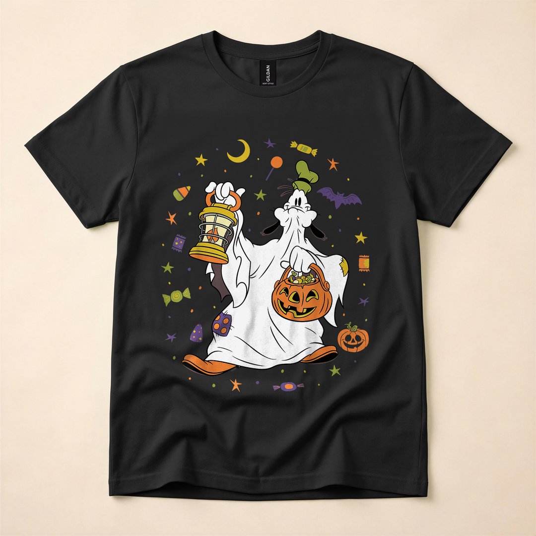 Goofy Halloween Ghost Trick-or-Treat Icons T-Shirt