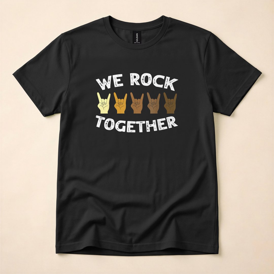 We Rock Together Rocker Skeleton Hand T-Shirt