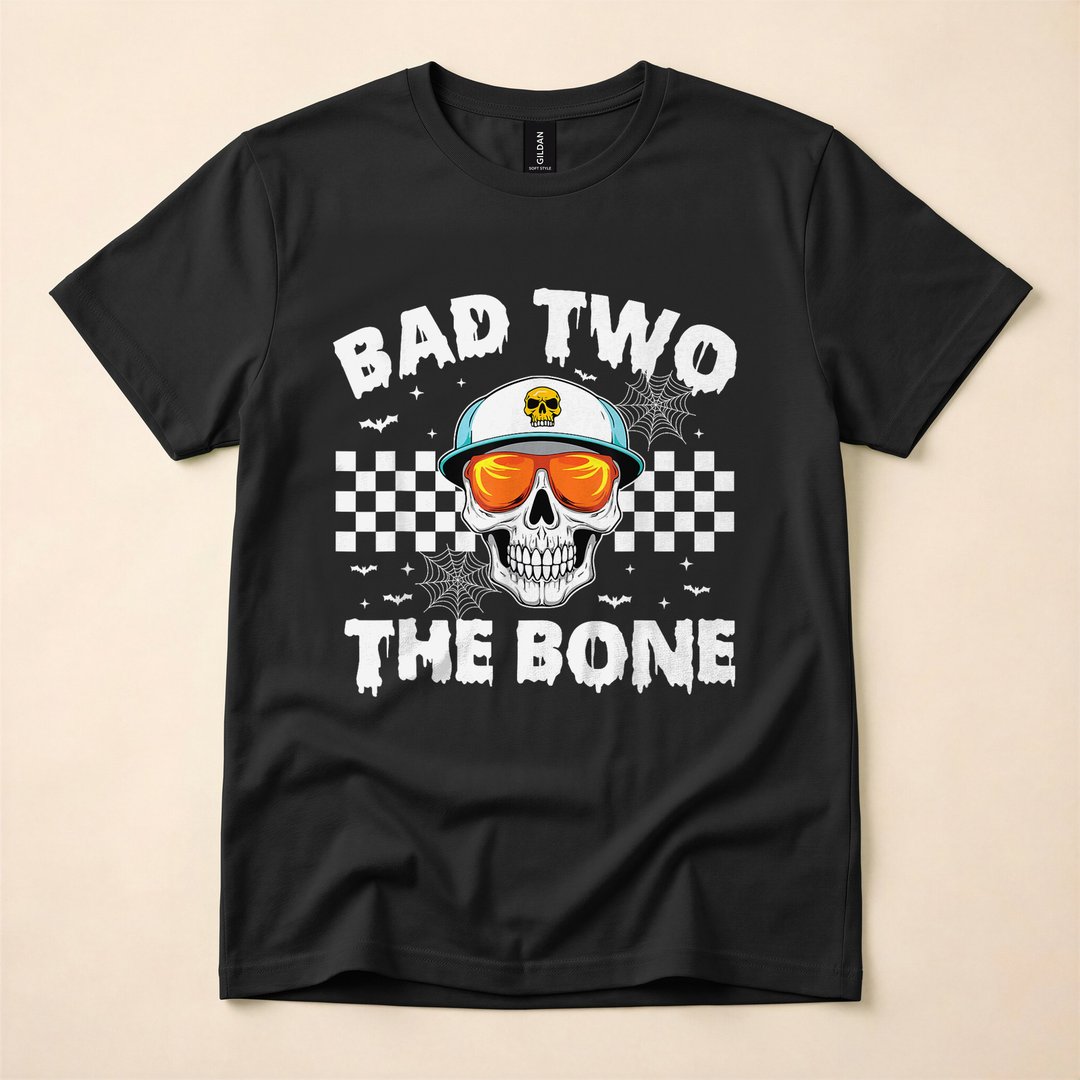 Bad to the Bone Skeleton Second Birthday Halloween T-Shirt