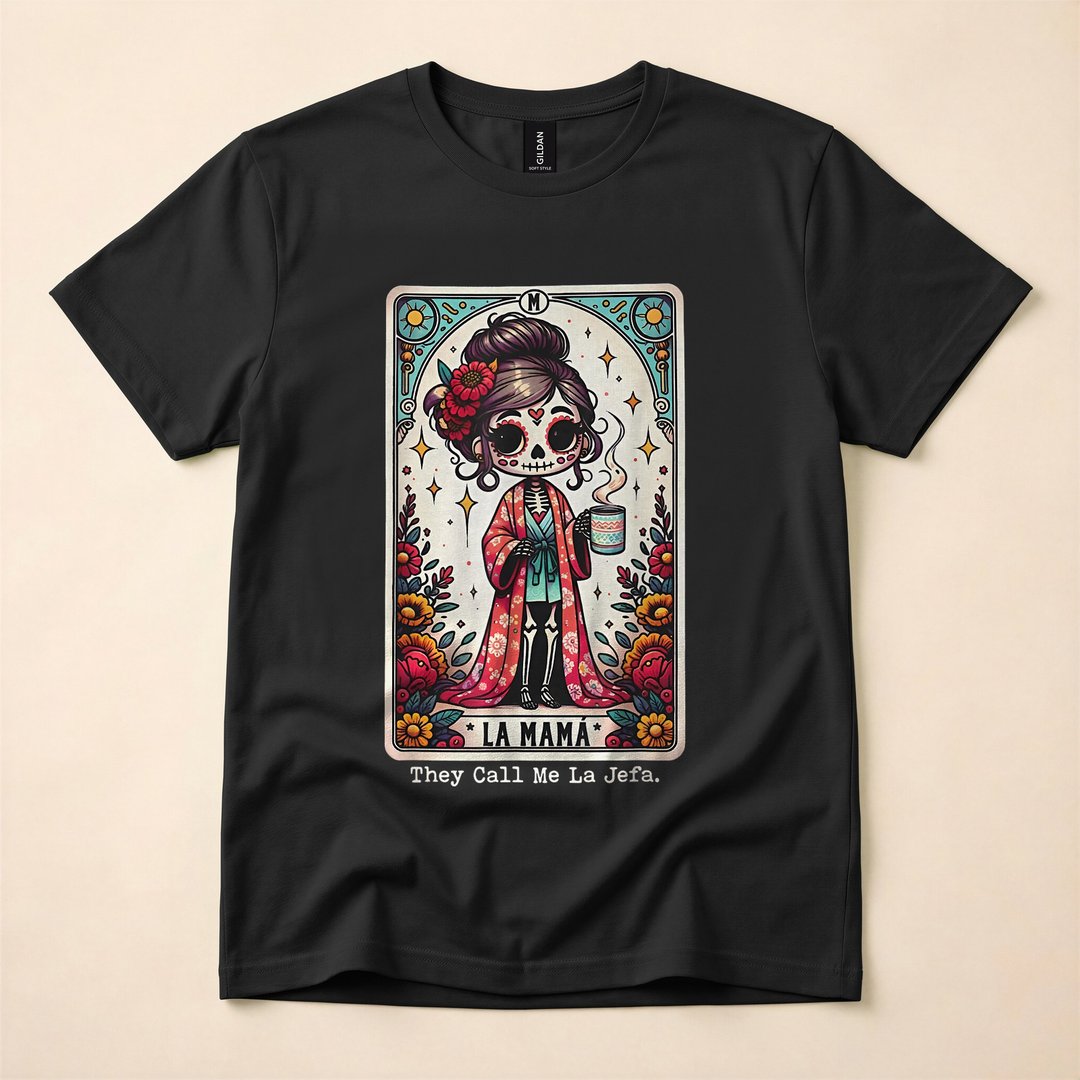 La Jefa Sugar Skull Skeleton Dia de los Muertos T-Shirt
