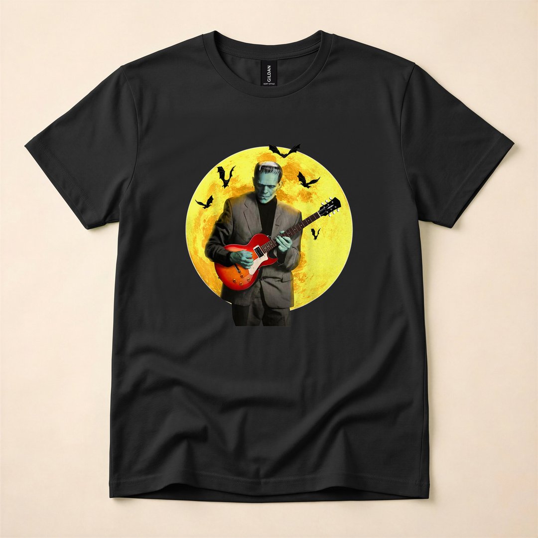 Frankenstein Plays Electric Guitar Frankenguitar Halloween T-Shirt