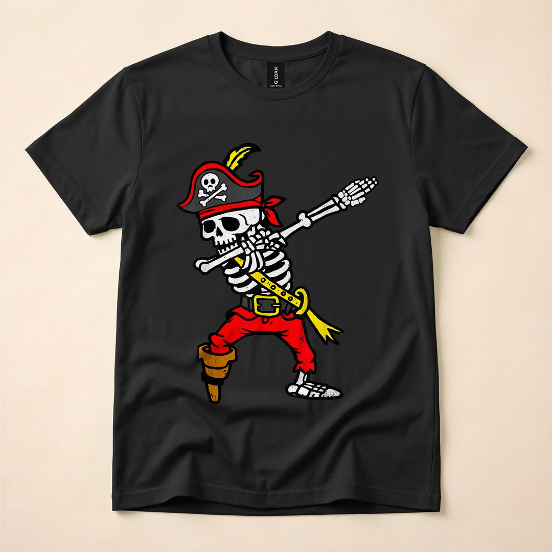 Dabbing Skeleton Pirate Funny Halloween Costume T-Shirt