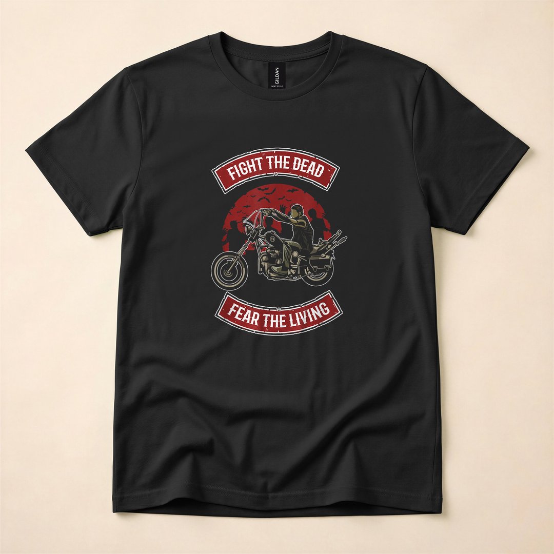 Fight the Dead Fear the Living Scary Zombie T-Shirt