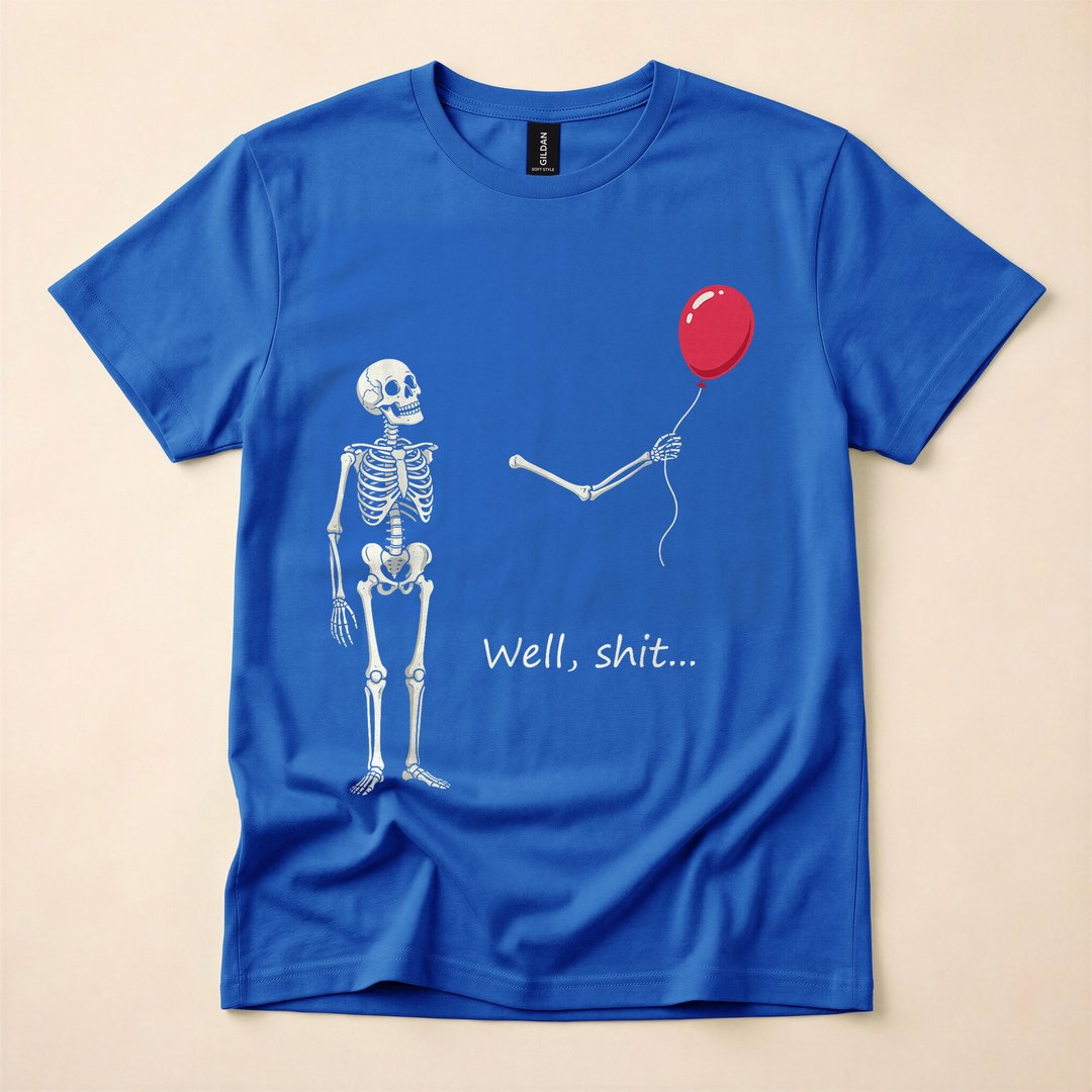 Well Shit Skeleton Lost Its Balloon Funny T-Shirt - photo 3