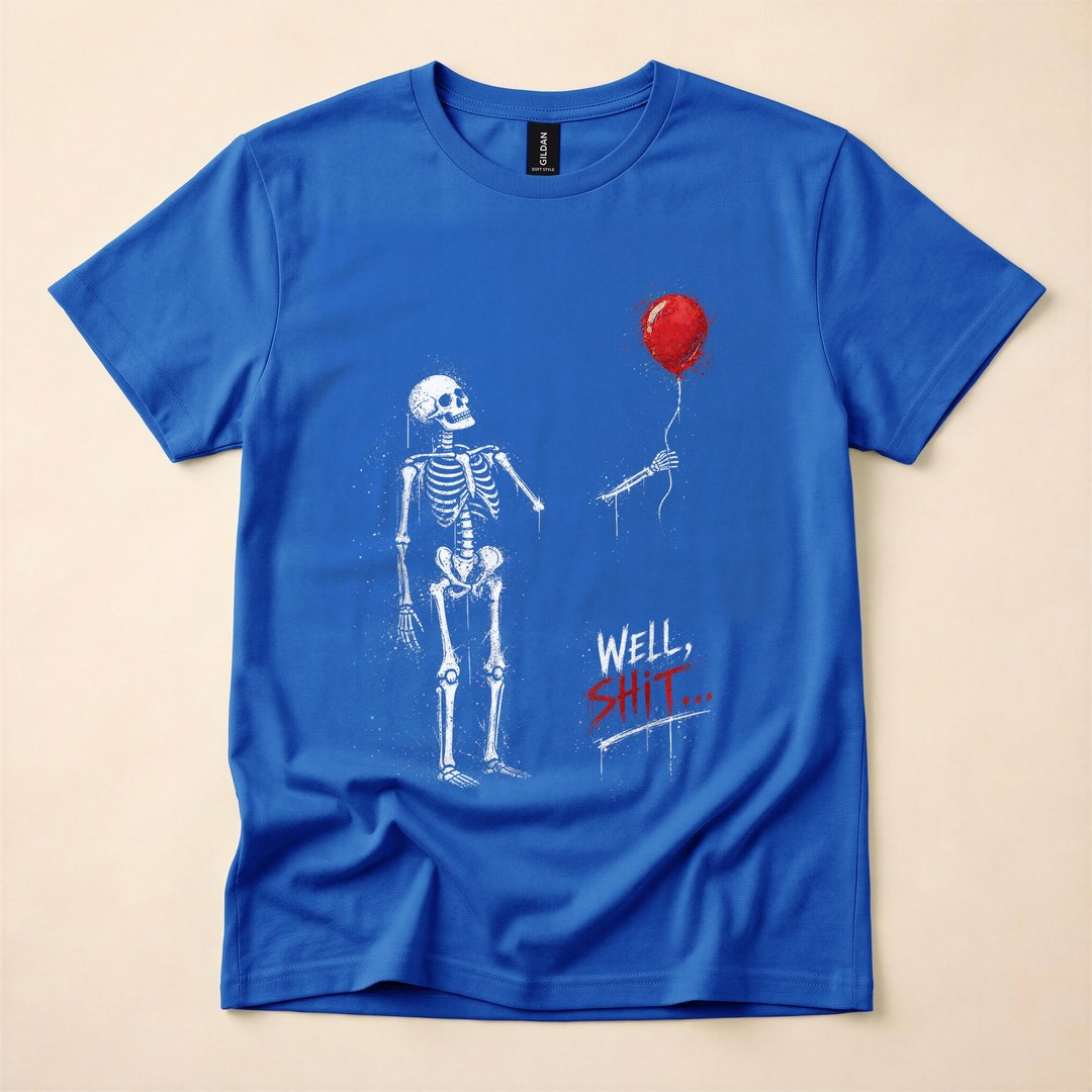 Well Skeleton Clutching Its Balloon Funny T-Shirt - photo 3