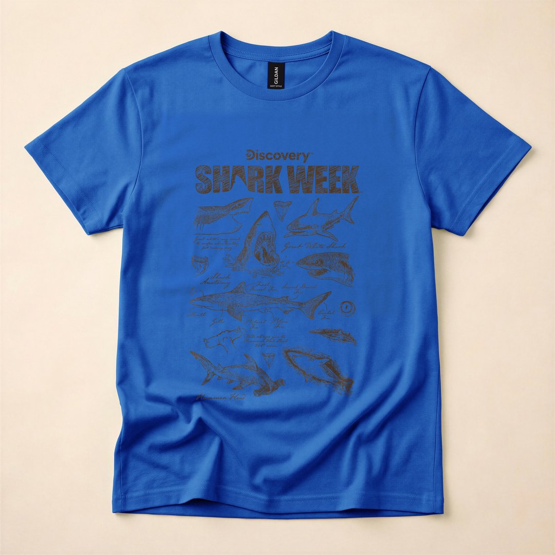Shark Week Species Infographic Ocean Chart T-Shirt - photo 4