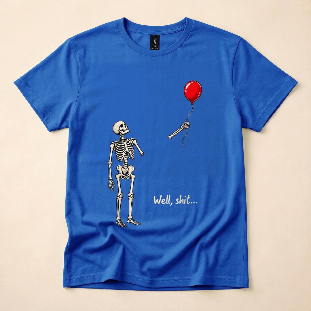 Gothic Skeleton Watching Its Balloon Float Away T-Shirt - photo 3
