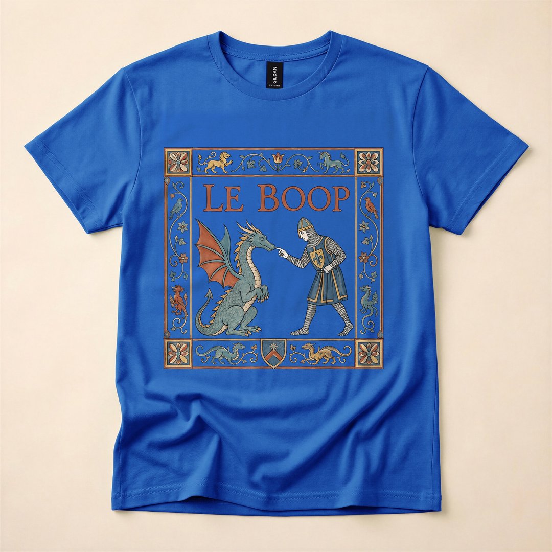 Le Boop Medieval Knight Boops a Dragon Funny T-Shirt - photo 3