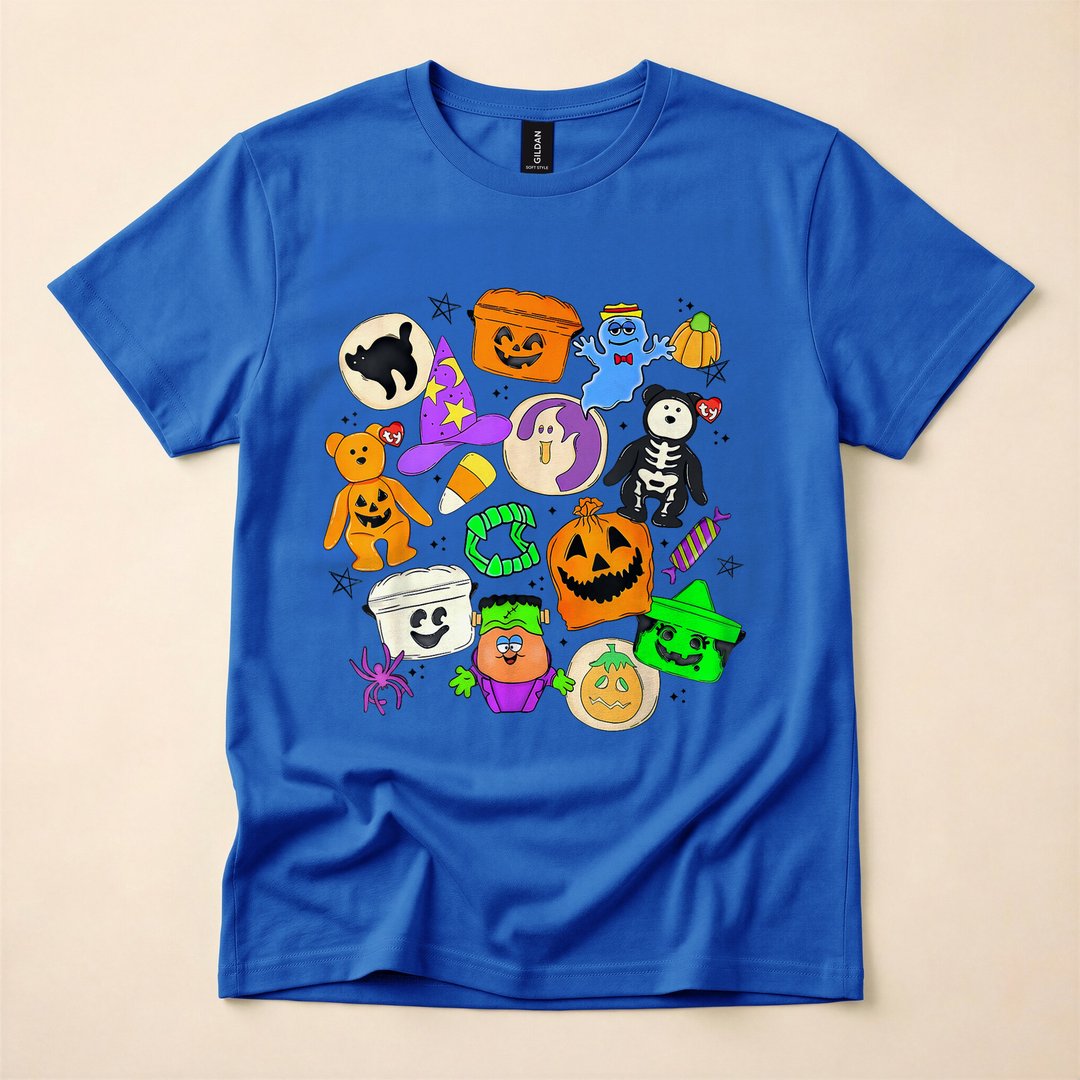 Cute Boo Ghost 90s Doodle Collage Halloween T-Shirt - photo 3