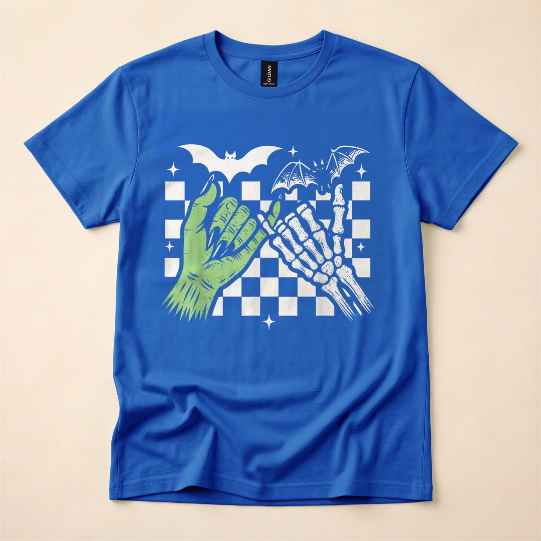 Pinky Promise Skeleton and Bat Spooky Season T-Shirt - photo 3
