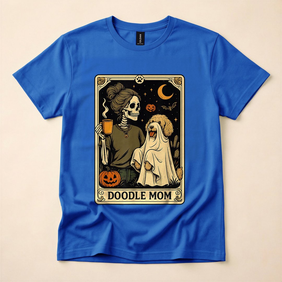 Ghost Goldendoodle Tarot Card Dog Mom Halloween T-Shirt - photo 3
