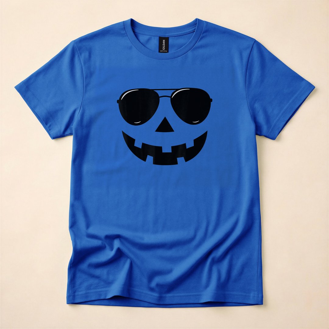 Grinning Jack-O'-Lantern Pumpkin Face Halloween T-Shirt - photo 4