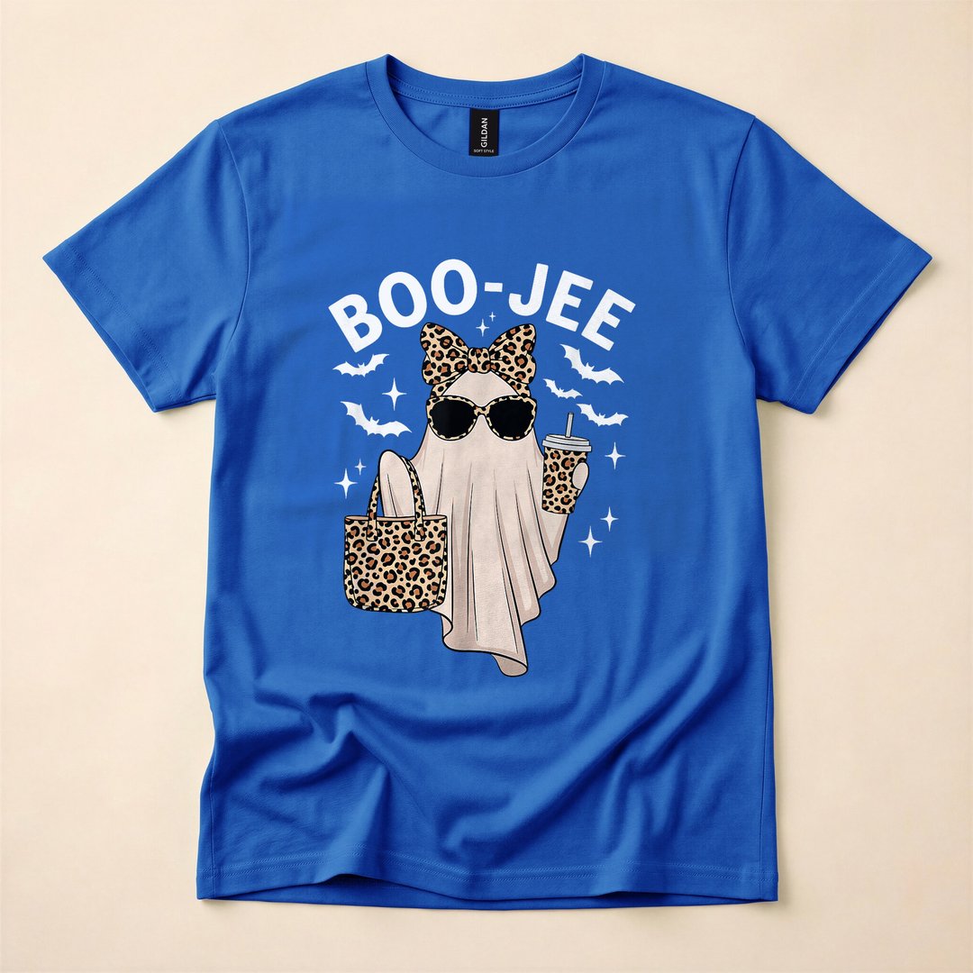 Boo-JEE Coquette Leopard Ghost Coffee Halloween T-Shirt - photo 3