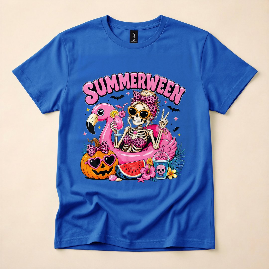 Coquette Skeleton Girl Leopard Bow Summerween T-Shirt - photo 3