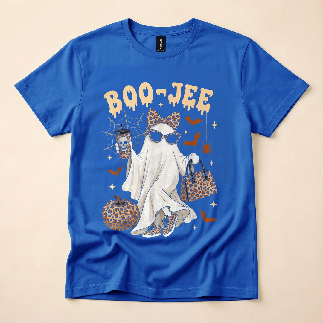Boujee Ghost Leopard Print Spooky Season T-Shirt - photo 3