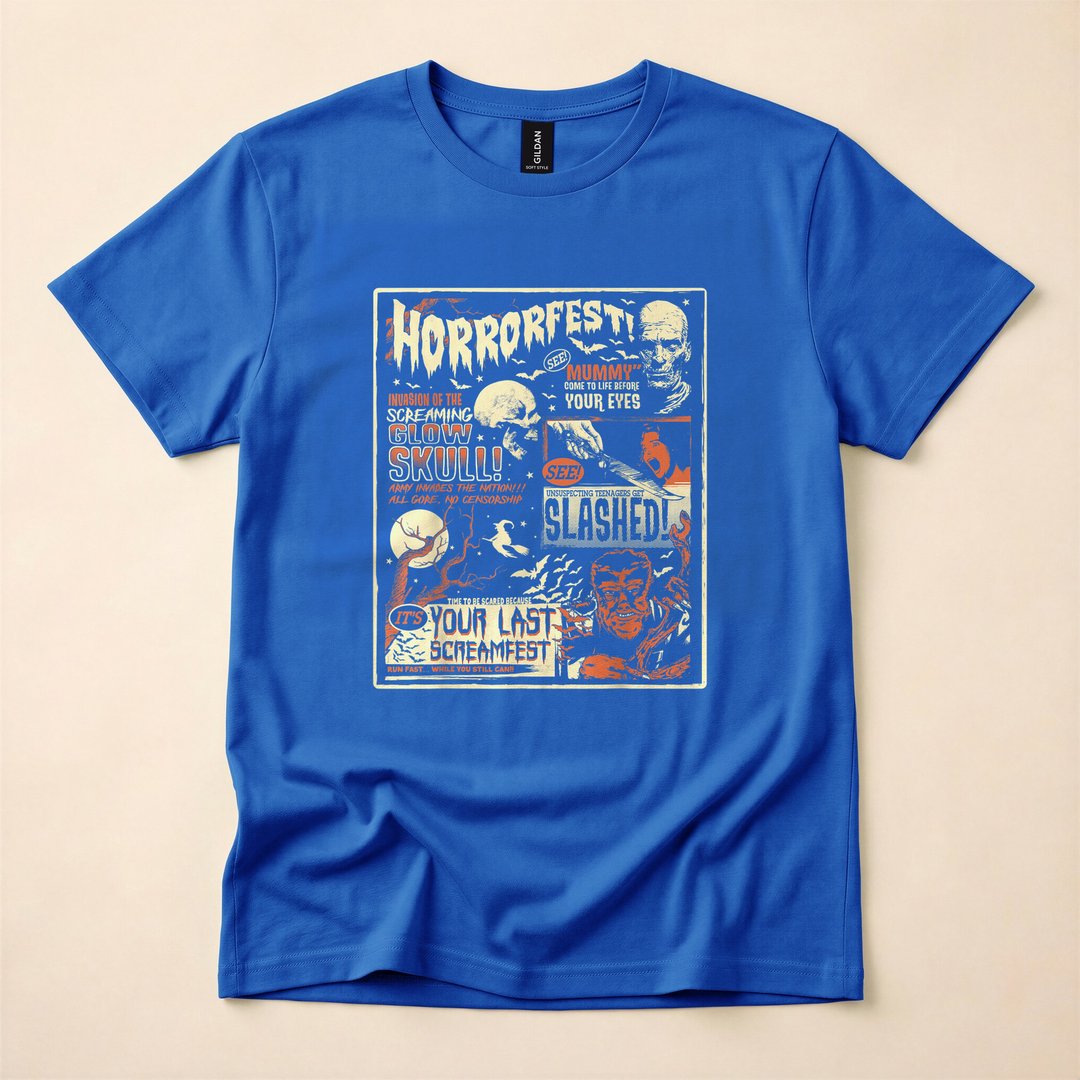 Vintage Horrorfest Terror Movie Poster Halloween T-Shirt - photo 3