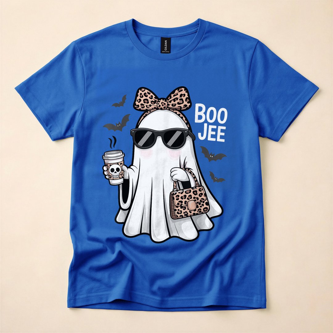 Boujee Coquette Ghost with Leopard Coffee Halloween T-Shirt - photo 3