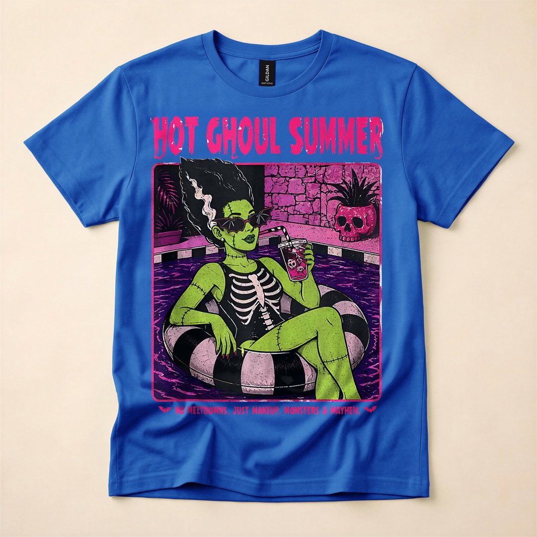 Retro Bride of Frankenstein Hot Ghoul Summer T-Shirt - photo 3