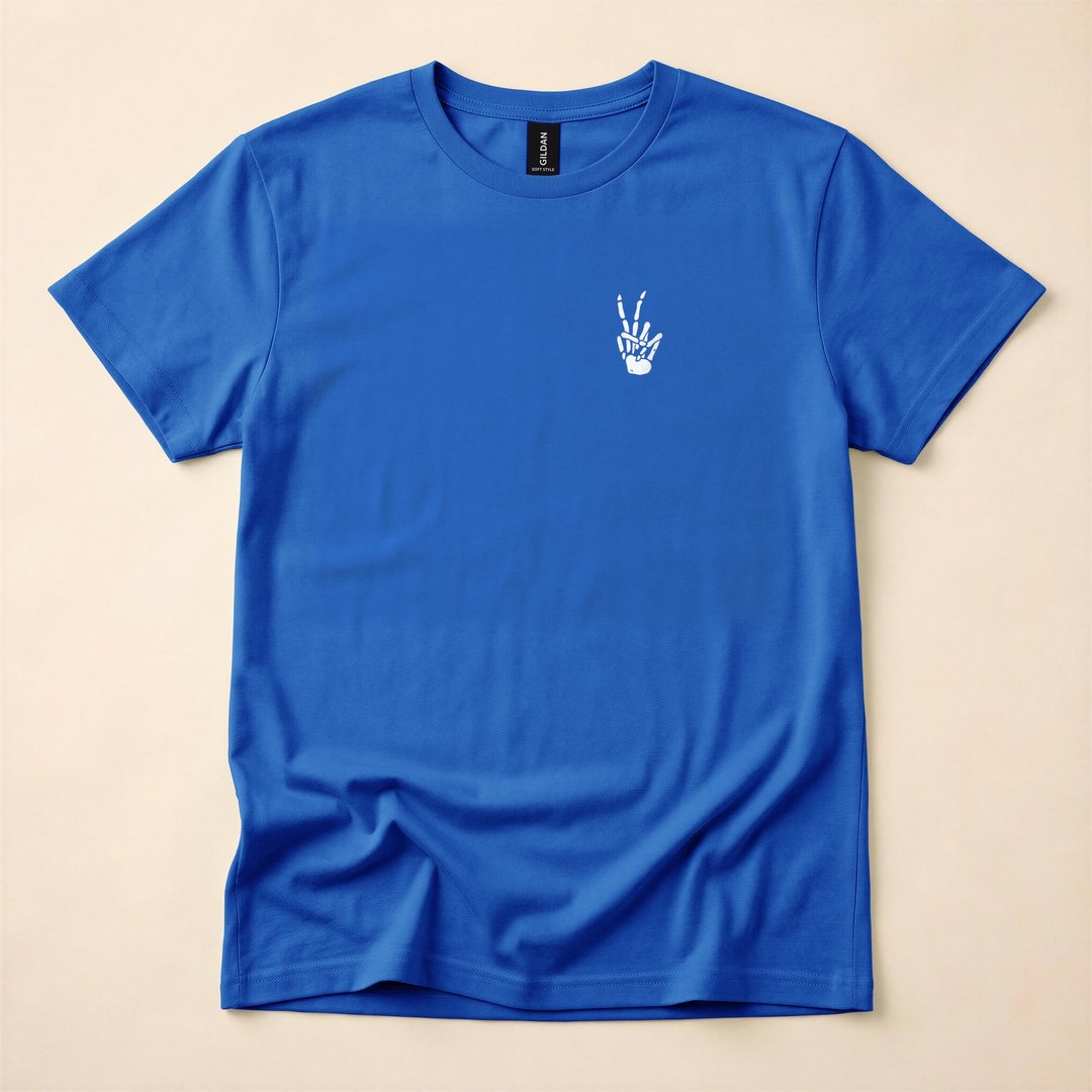 Skeleton Hand Peace Sign Bones Halloween T-Shirt - photo 3