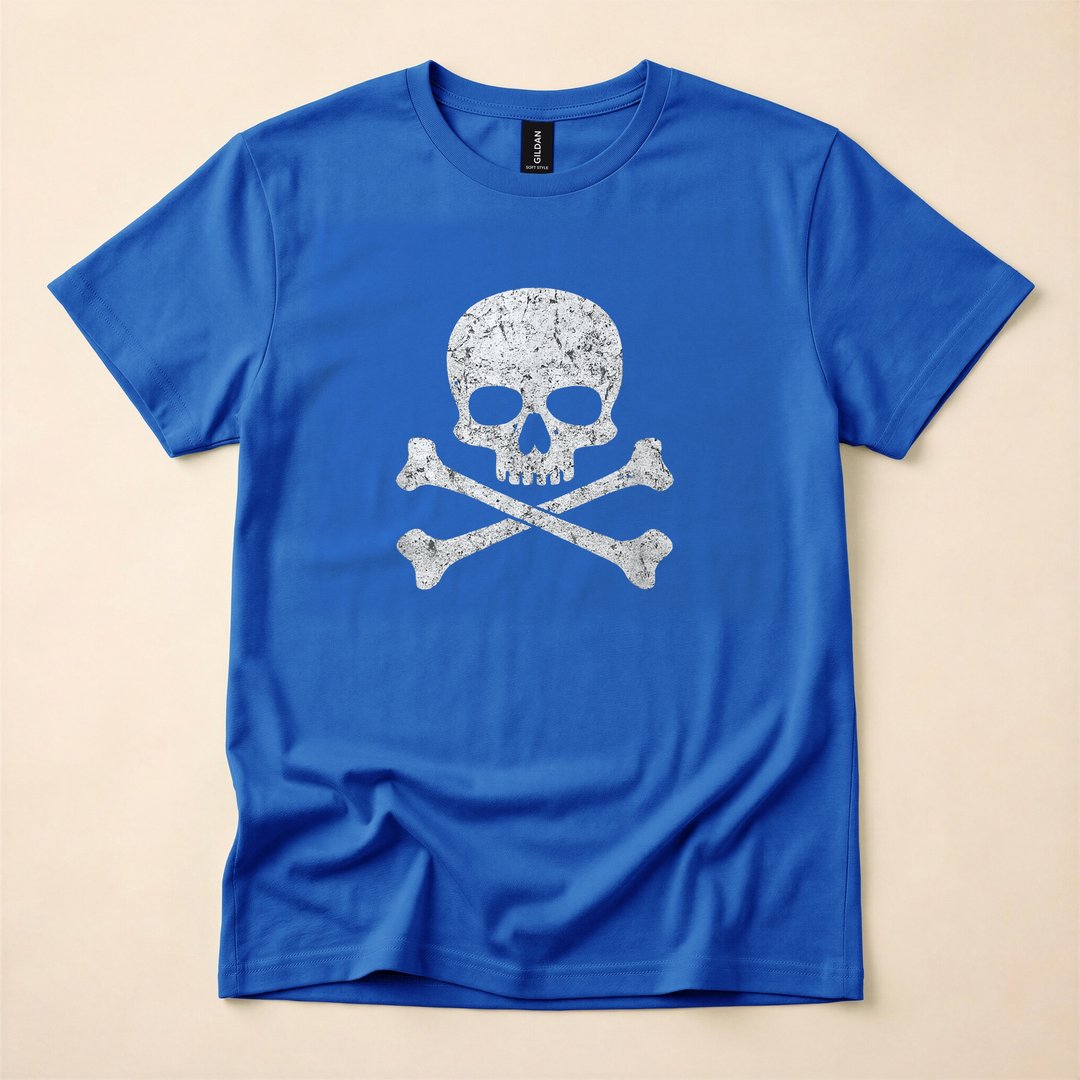 Skull and Crossbones Jolly Roger Skeleton Halloween T-Shirt - photo 3
