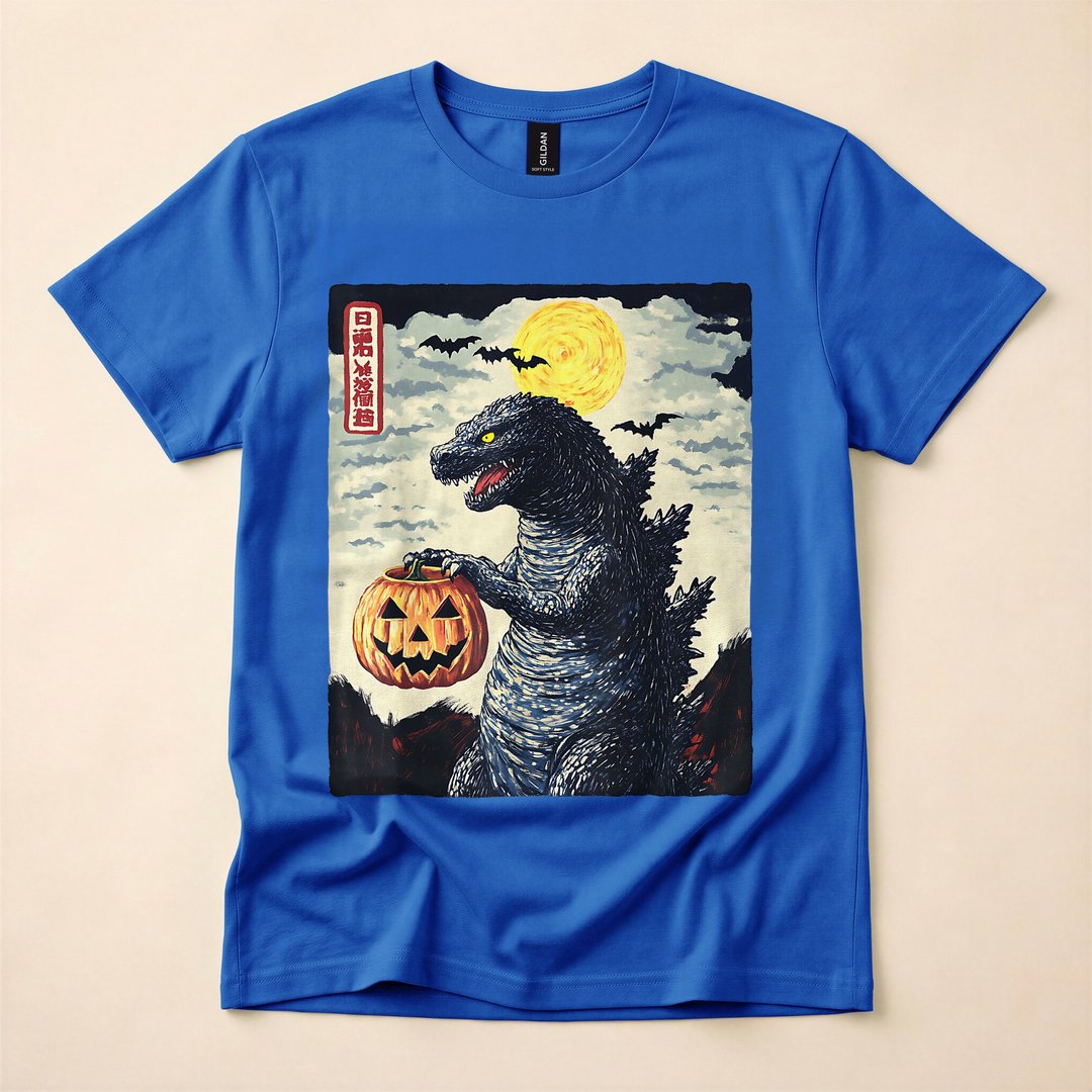Vintage Japanese Monster Trick or Treat Pumpkin T-Shirt - photo 3