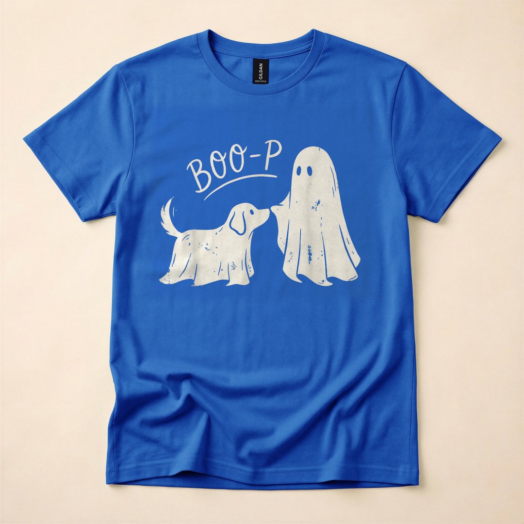 Boo-P Ghost Booping a Dog Nose Cute Halloween T-Shirt - photo 3