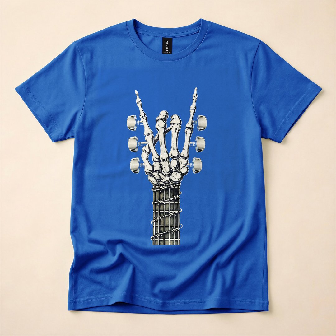 Skeleton Hand Rock On Guitarist Music T-Shirt - photo 3