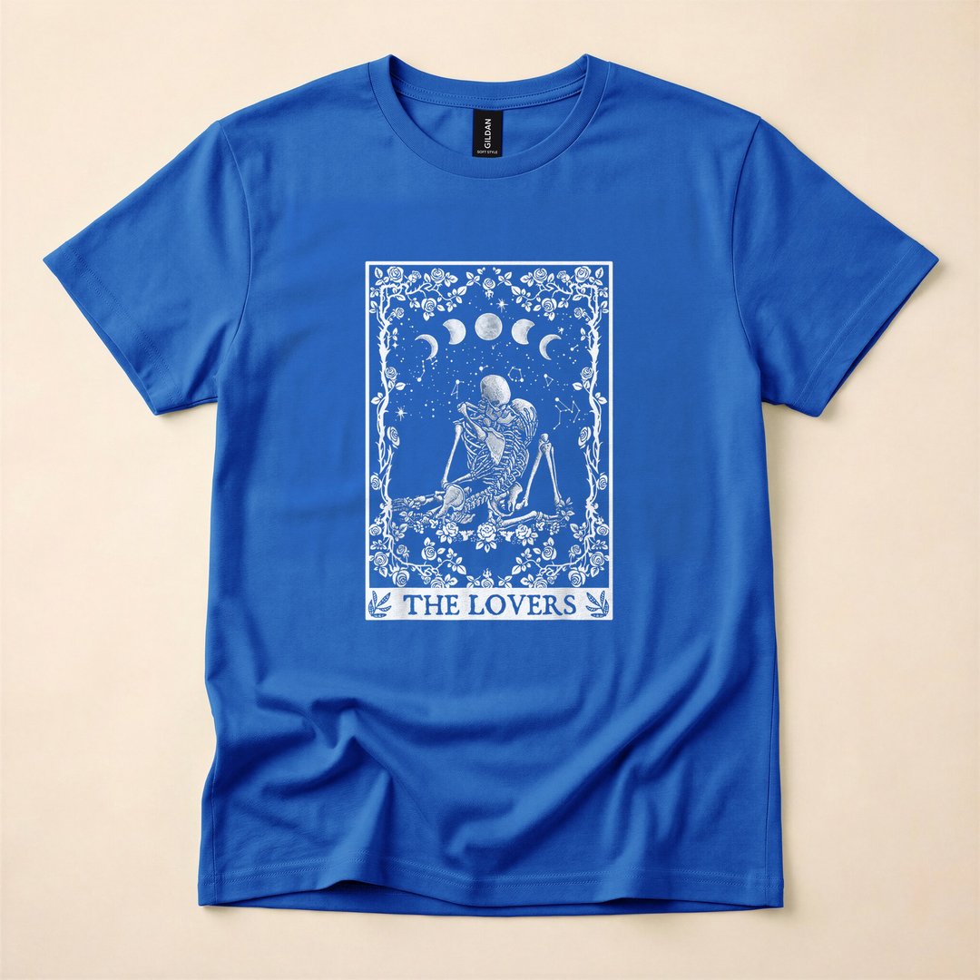 Celestial Skeleton The Lovers Tarot Moon T-Shirt - photo 3